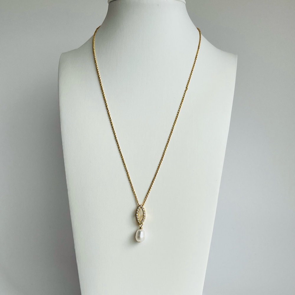 White Cultured Pearl and Pave Cubic Zirconia Pendant
Necklace - Picture 5 of 11
